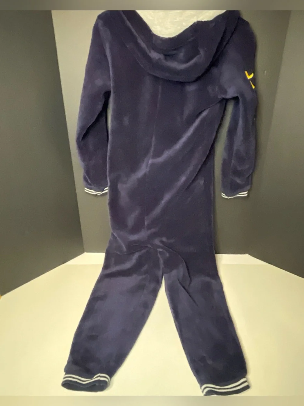 Harry Potter Kids 10-11 Slytherin One- Piece Pajama Fleece Navy Blue Zip Up